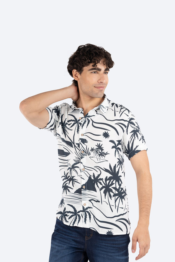 Camisa resort estampada palmeras