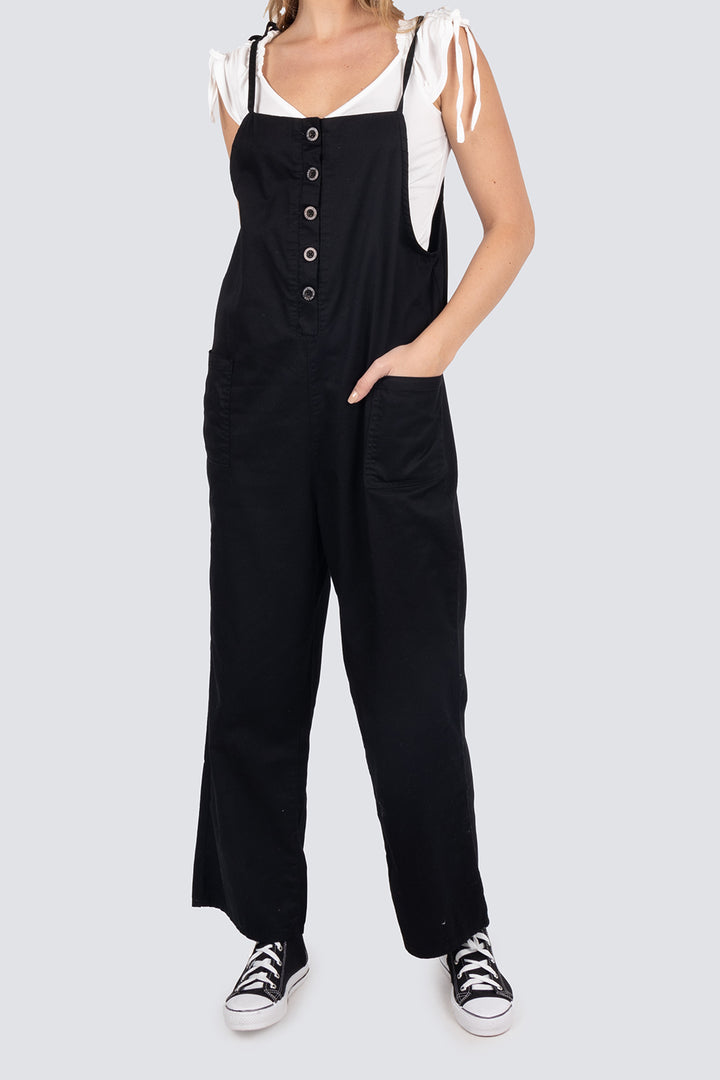 Jumpsuit negro con cordones ajustables - Hang Ten