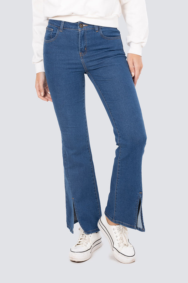 Jeans pierna ancha con abertura - Hang Te