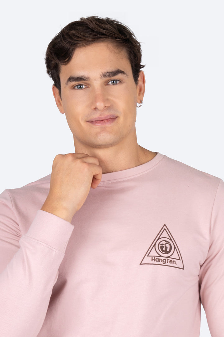 Sudadera cerrada rosa con mini estampado - Hang Ten
