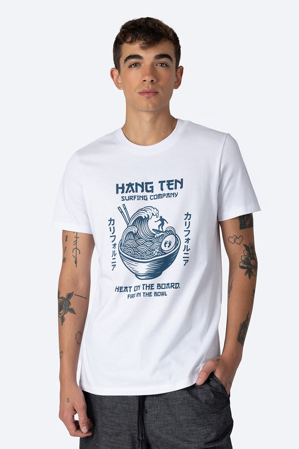 T-shirt blanca "Surfing company" - Hang Ten 