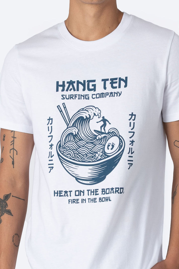 T-shirt blanca "Surfing company" - Hang Ten 