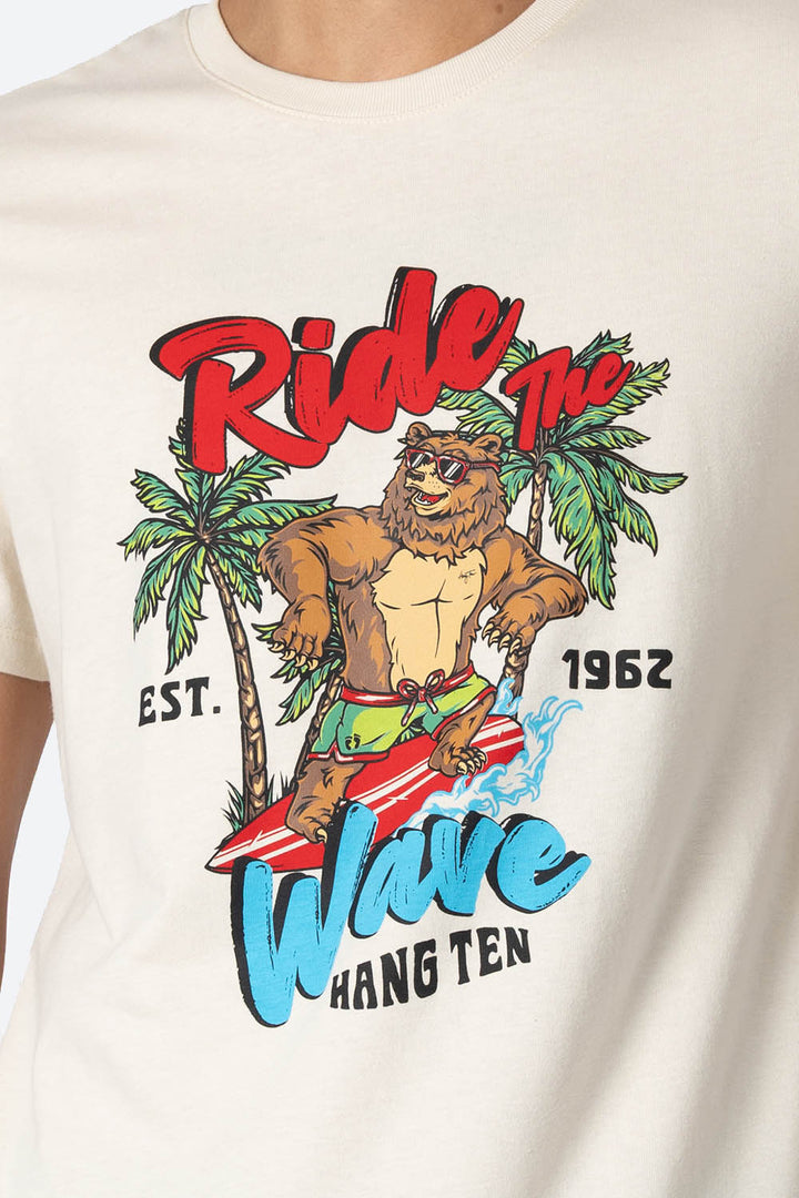 T-shirt beige "Ride the wave" - Hang Ten 