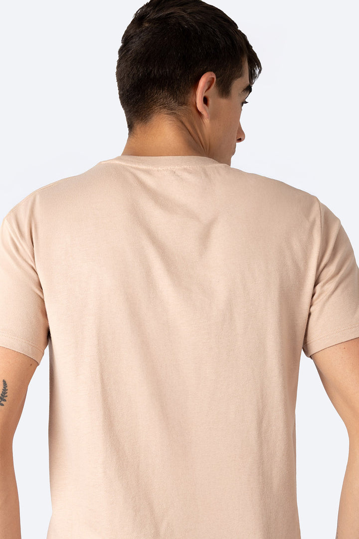 Playera café con diseño franja con hojas - Hang Ten 