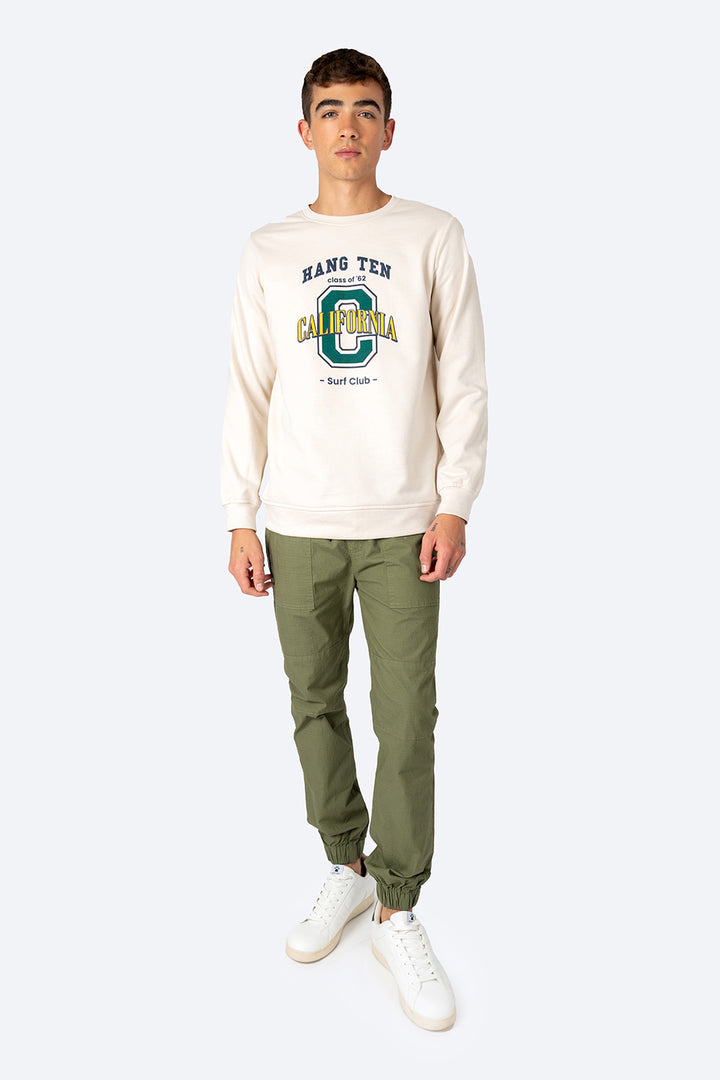 Sudadera beige cuello redondo - Hang Ten 