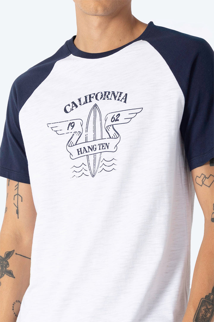 Playera combinada blanco con azul  - Hang Ten