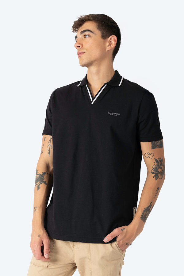 Polo negra cuello en V - Hang Ten