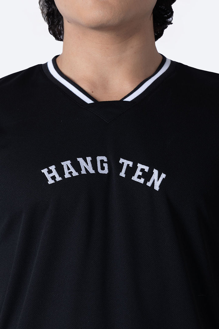 Playera deportiva negra cuello V - Hang Ten 