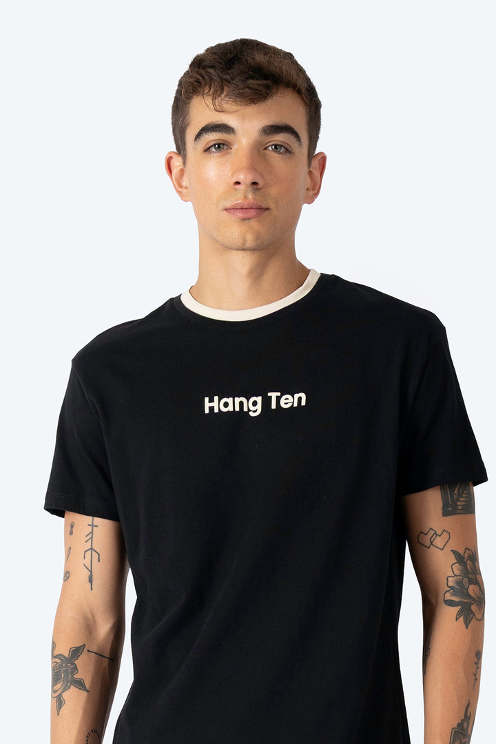 Playera negra bies a contraste beige - Hang Ten 