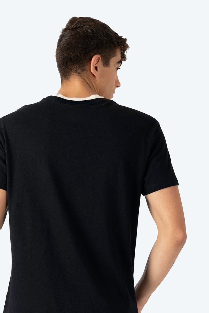 Playera negra bies a contraste beige - Hang Ten 