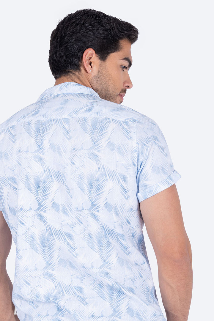 Camisa manga corta azul claro con diseño - Hang Ten