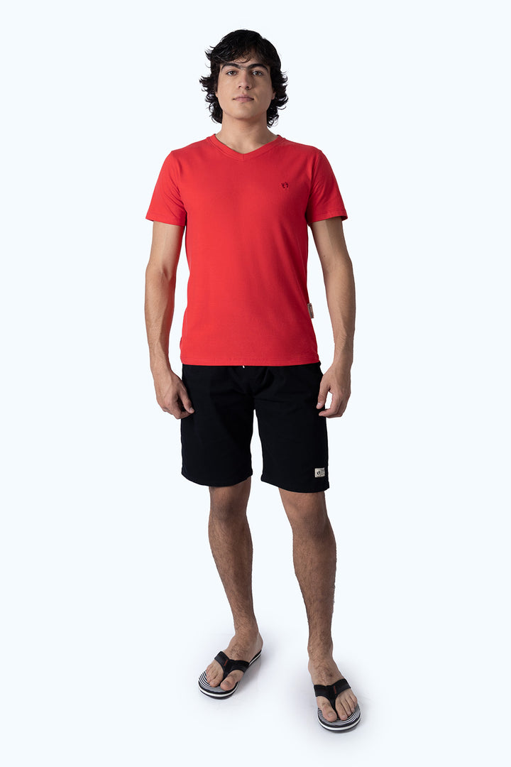Playera básica roja cuello V - Hang Ten 