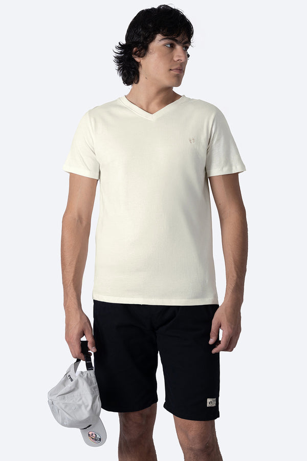 Playera básica beige claro cuello V - Hang Ten 