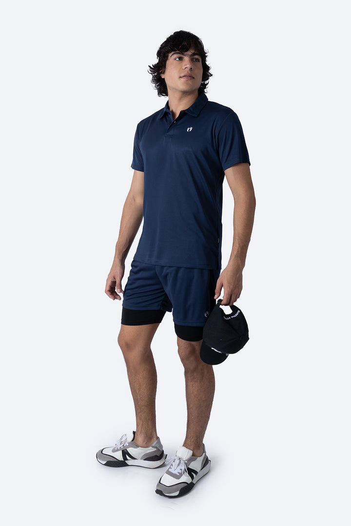 Polo deportiva azul marino manga corta  - Hang Ten