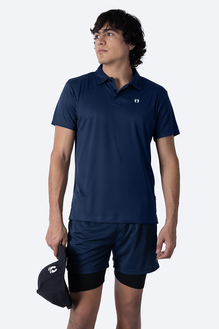 Polo deportiva azul marino manga corta  - Hang Ten