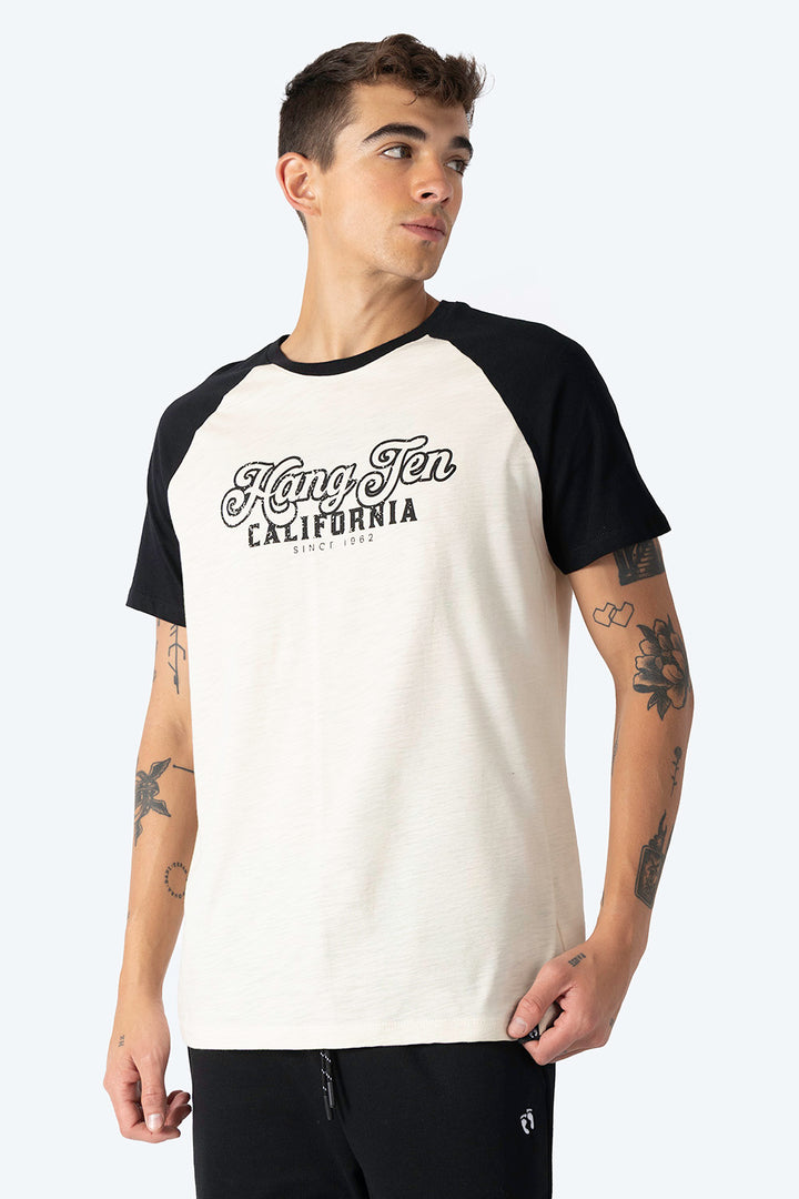 Playera combinada beige con negro - Hang Ten