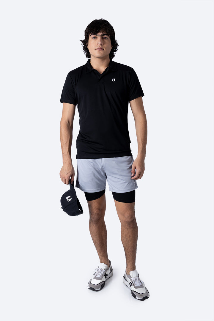 Polo deportiva negra manga corta - Hang Ten