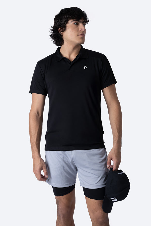 Polo deportiva negra manga corta - Hang Ten