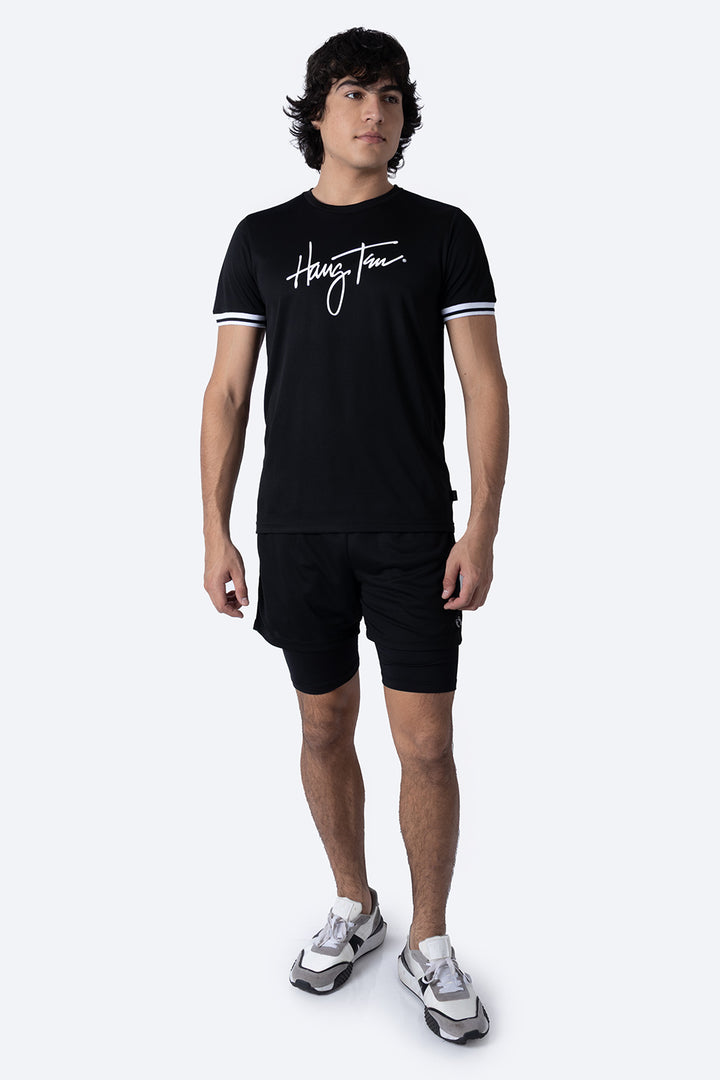 Playera deportiva negra cuello redondo - Hang Ten