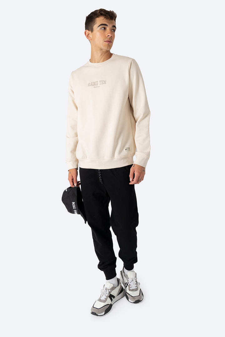 Sudadera beige claro cuello redondo - Hang Ten 