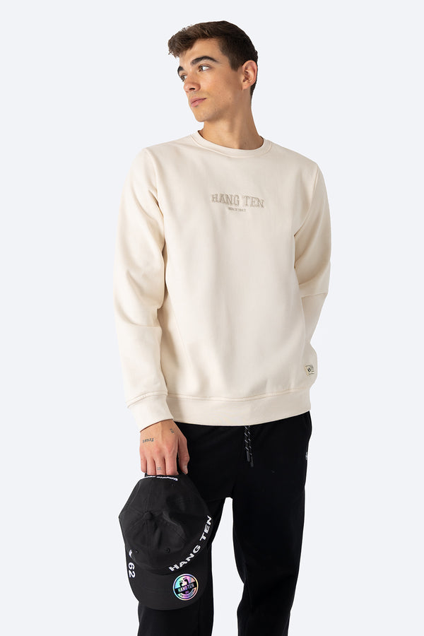 Sudadera beige claro cuello redondo - Hang Ten 