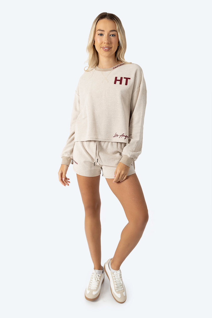 Sudadera cerrada café claro con textura - Hang Ten