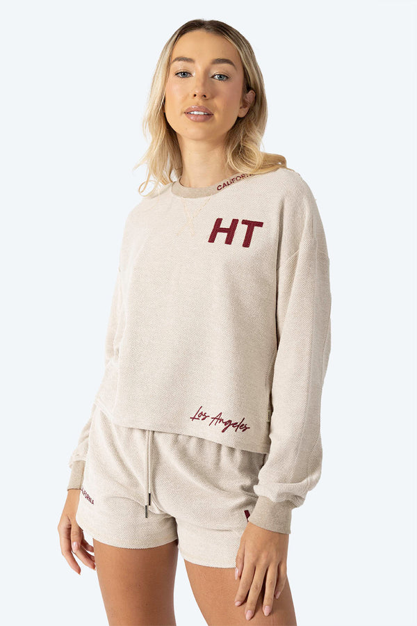 Sudadera cerrada café claro con textura - Hang Ten
