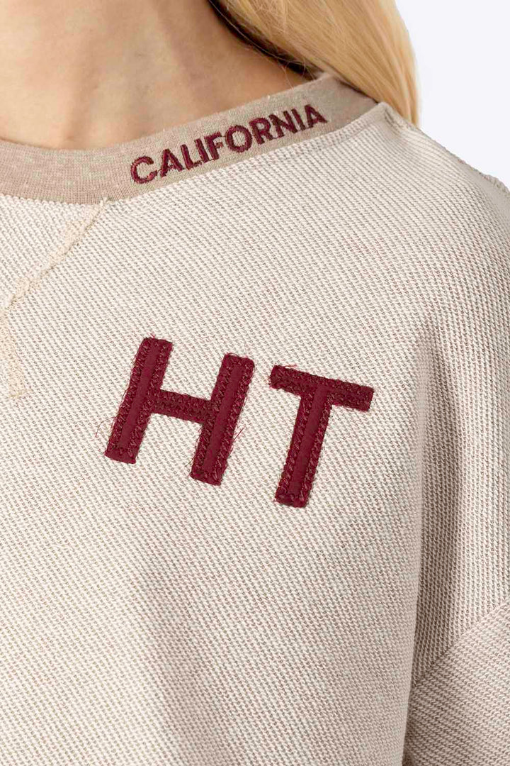 Sudadera cerrada café claro con textura - Hang Ten
