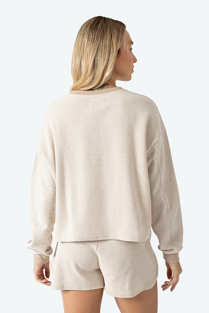 Sudadera cerrada café claro con textura - Hang Ten