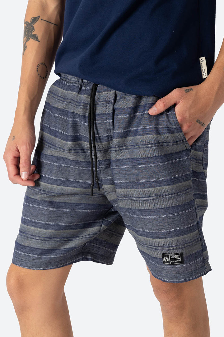 Bermuda básica azul franjas verdes con jareta - Hang Ten