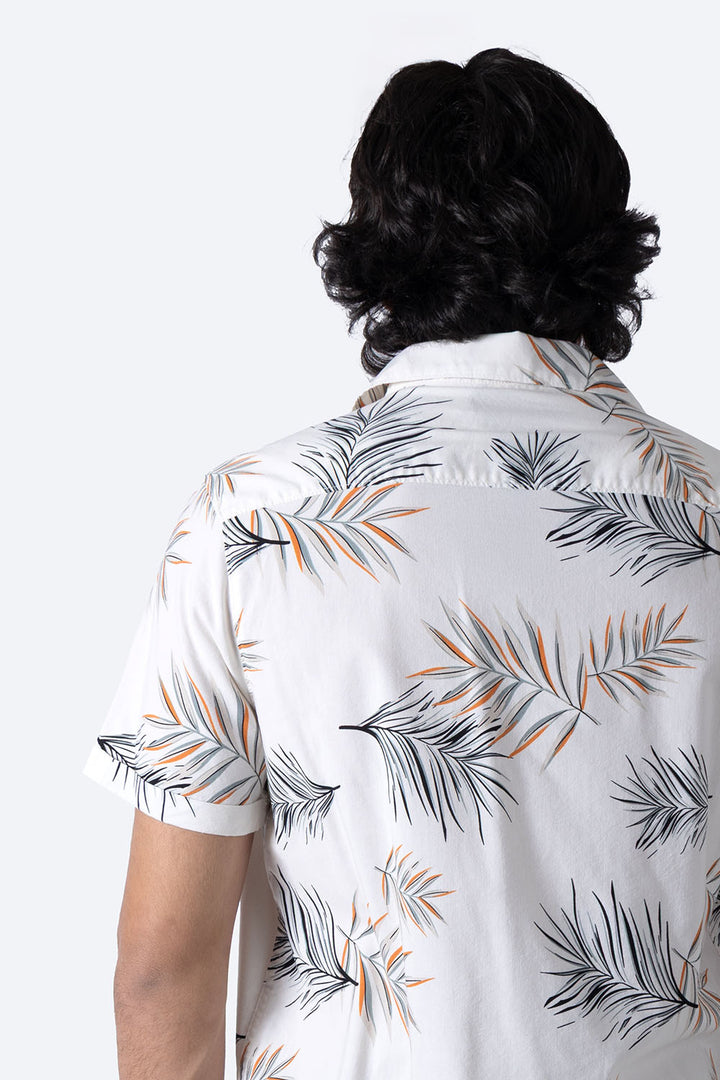 Camisa beige claro con estampado de hojas - Hang Ten