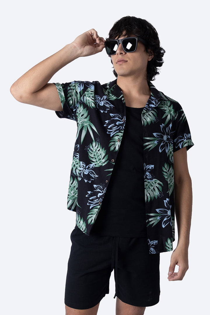 Camisa manga corta con diseño de hojas - Hang Ten