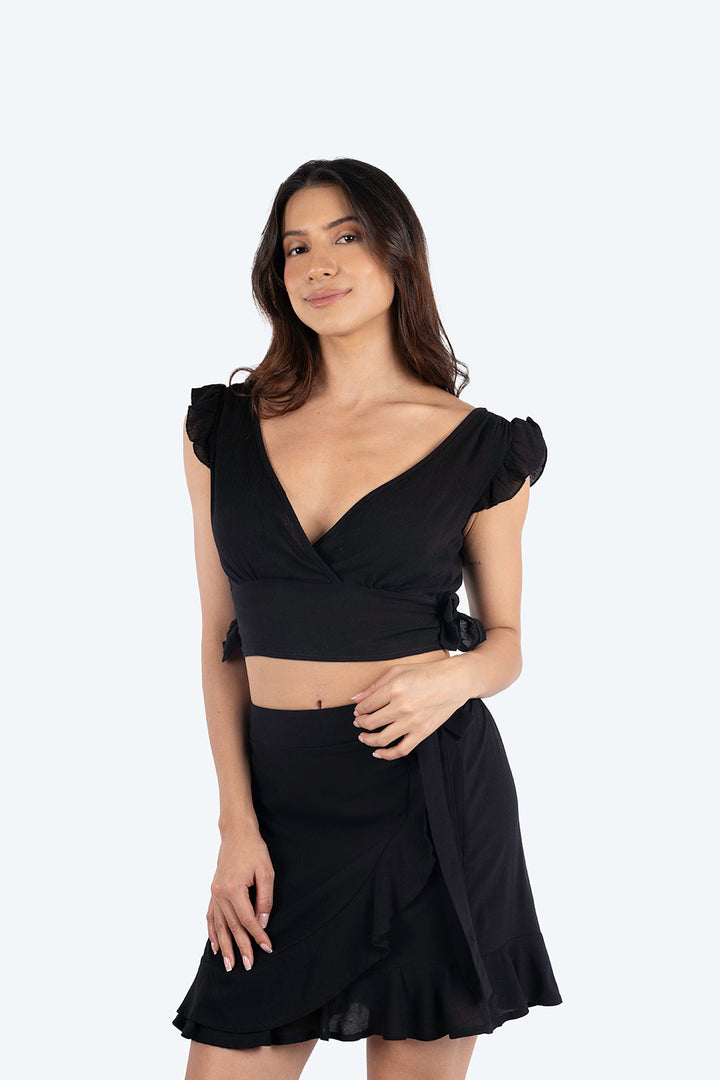 Blusa negra con resorte - Hang Ten 