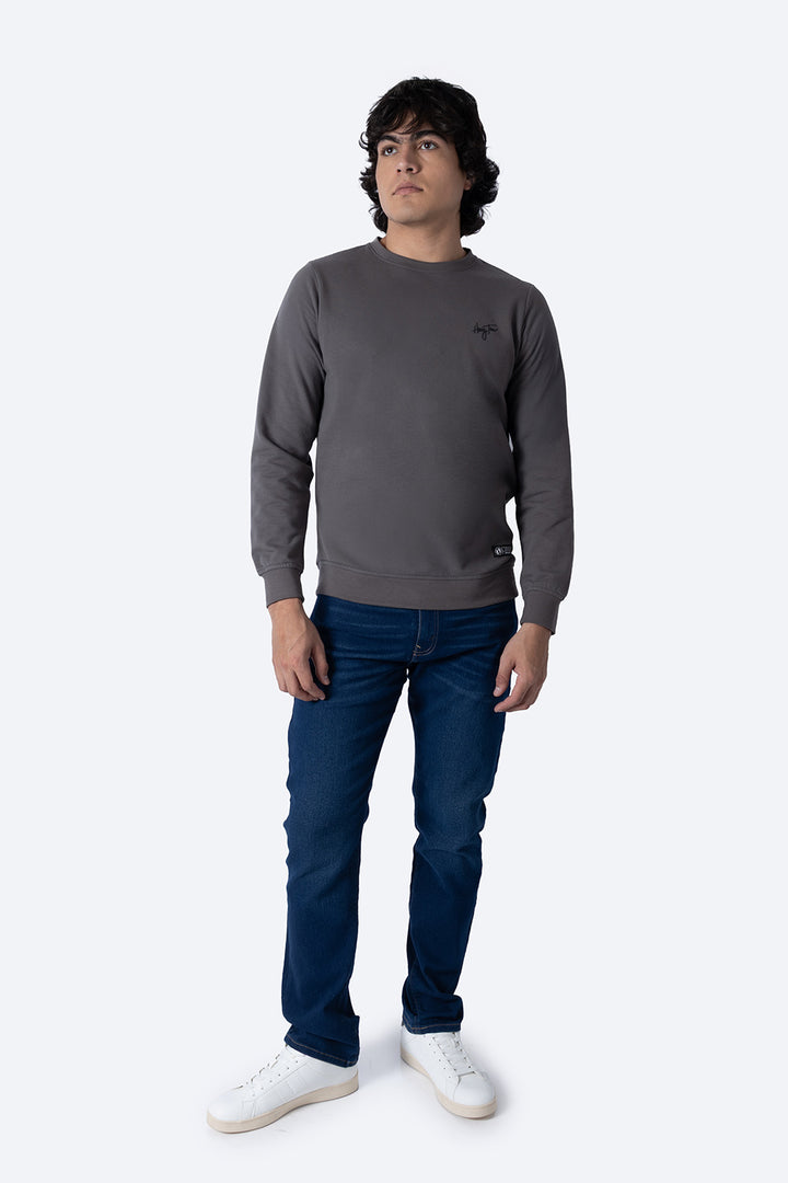 Sudadera cerrada gris cuello redondo - Hang Ten 