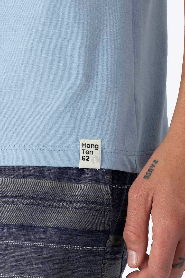 Playera azul claro bies a contraste azul con blanco - Hang Ten