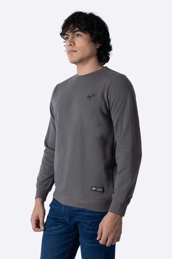 Sudadera cerrada gris cuello redondo - Hang Ten 