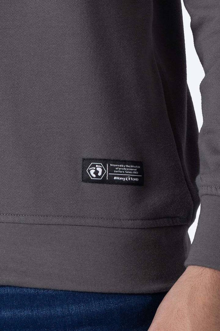 Sudadera cerrada gris cuello redondo - Hang Ten 