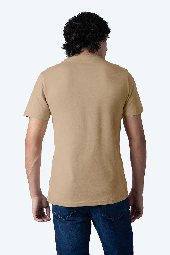 Playera básica cuello v café claro  - Hang Ten 