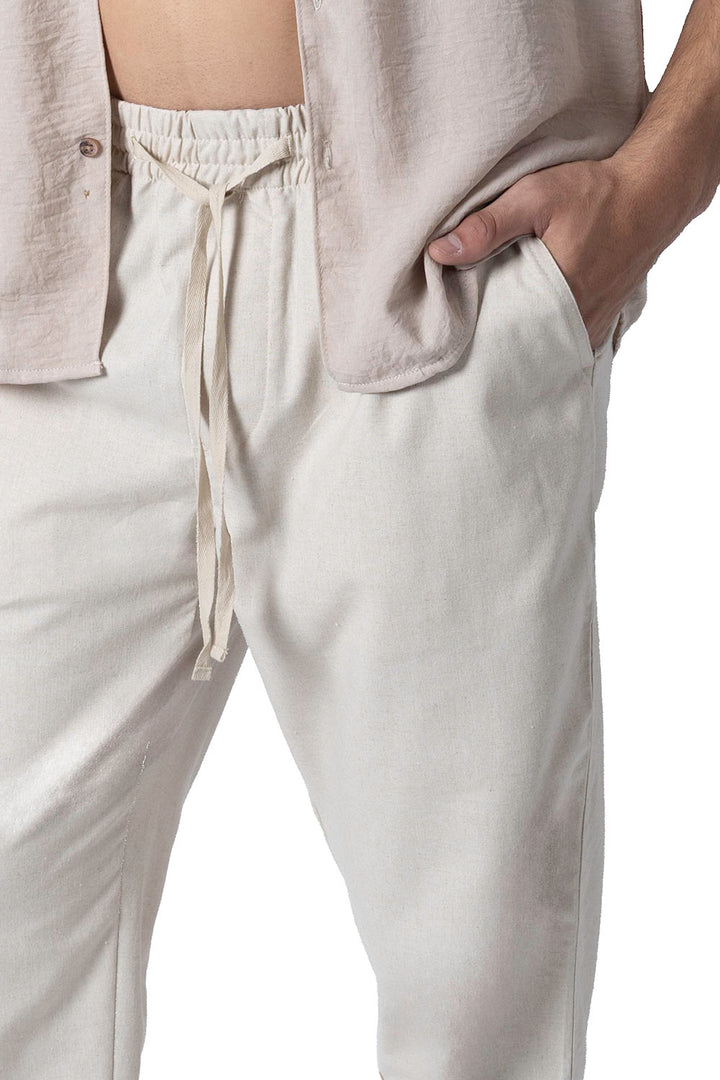 Pantalón casual beige con jareta - Hang Ten