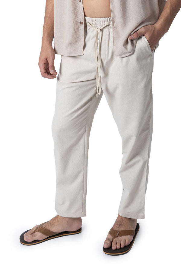 Pantalón casual beige con jareta - Hang Ten