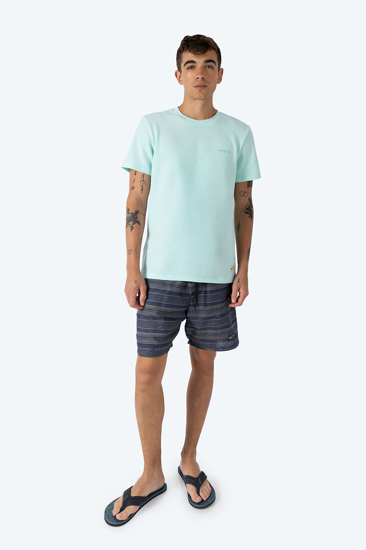 Playera cuello redondo aqua con textura - Hang Ten