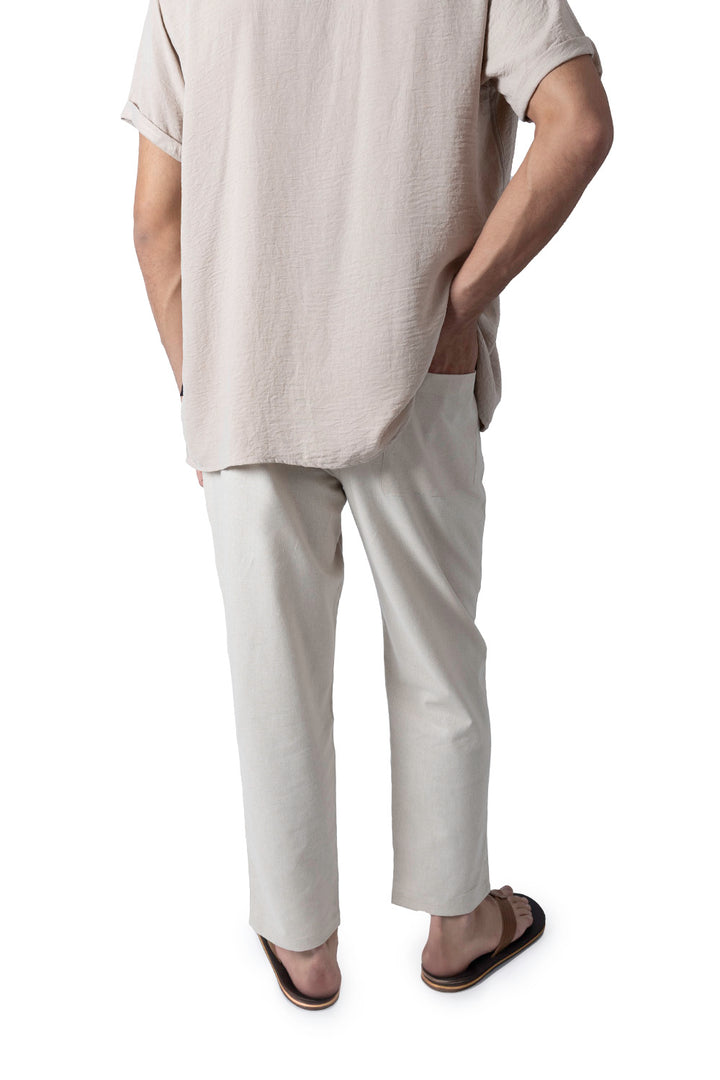 Pantalón casual beige con jareta - Hang Ten