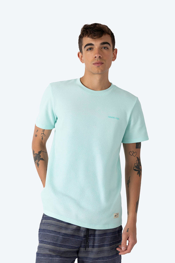 Playera cuello redondo aqua con textura - Hang Ten