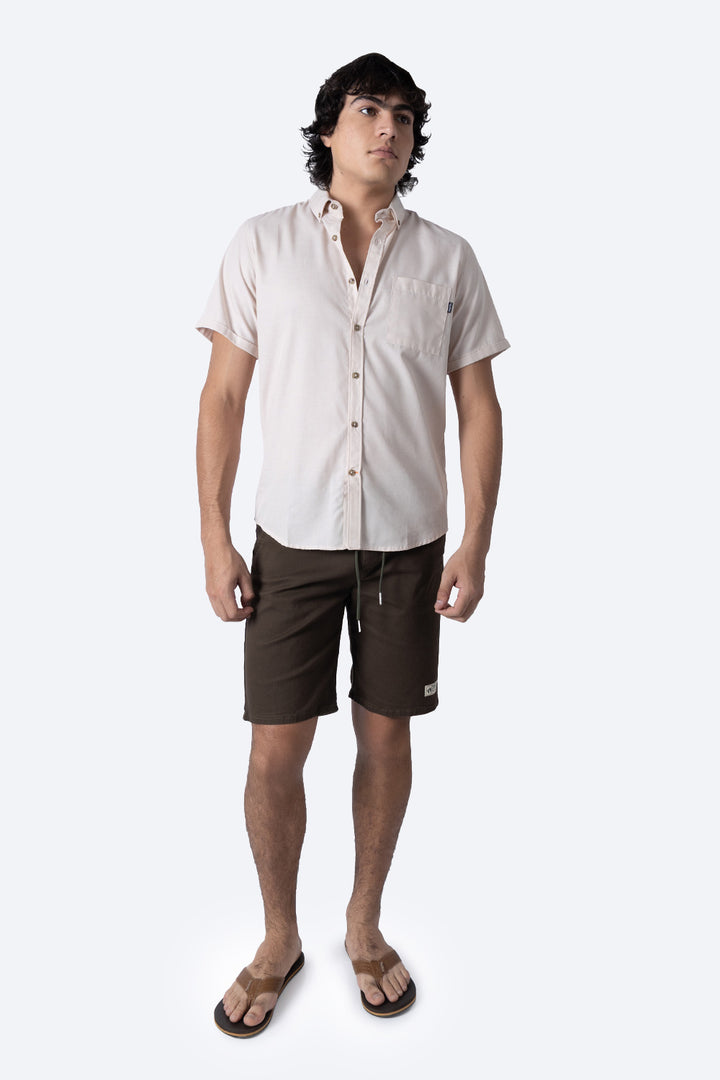 Camisa café claro manga corta con bolsa - Hang Ten