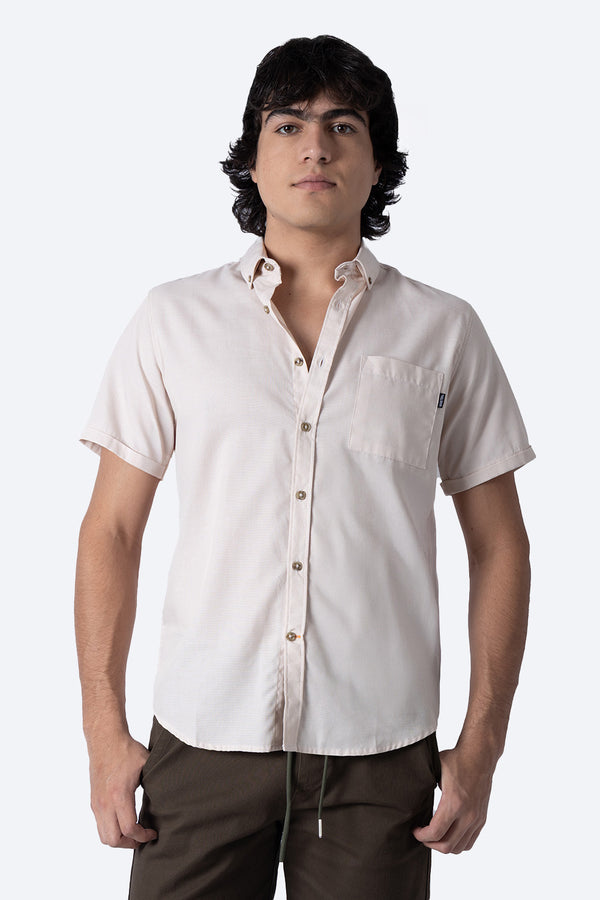 Camisa café claro manga corta con bolsa - Hang Ten