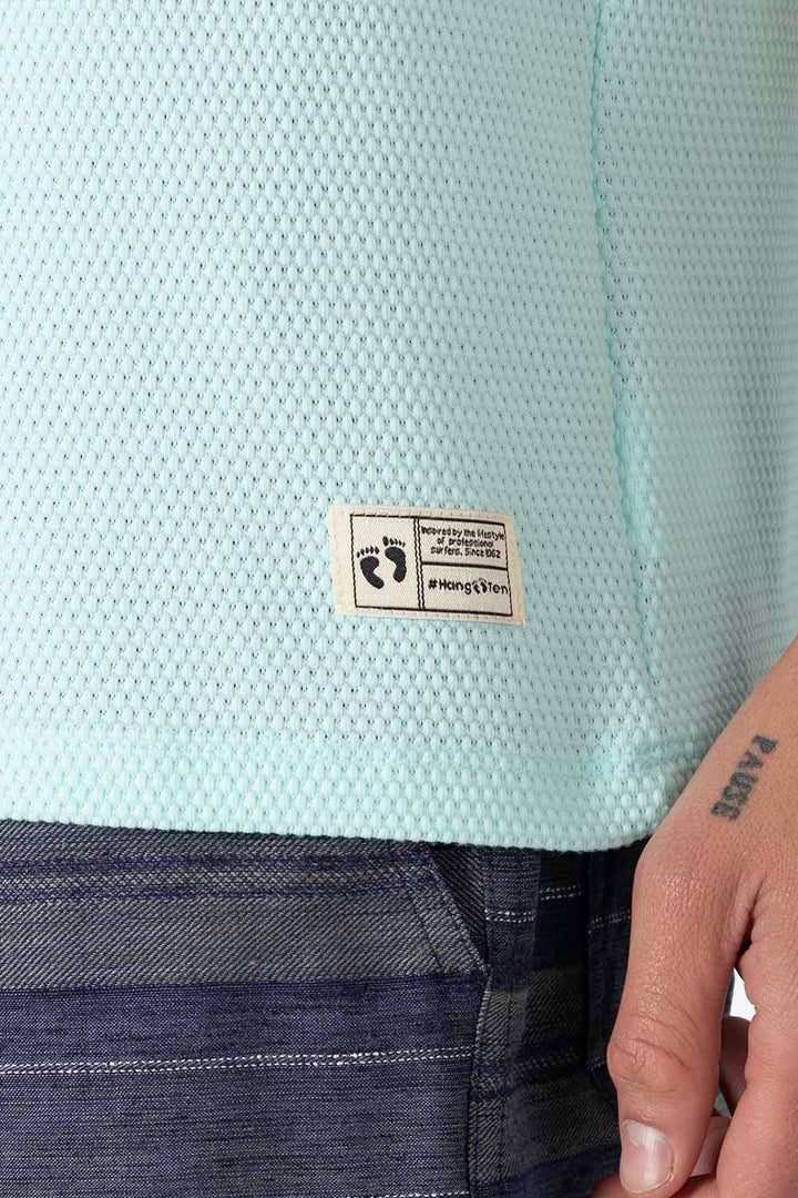 Playera cuello redondo aqua con textura - Hang Ten