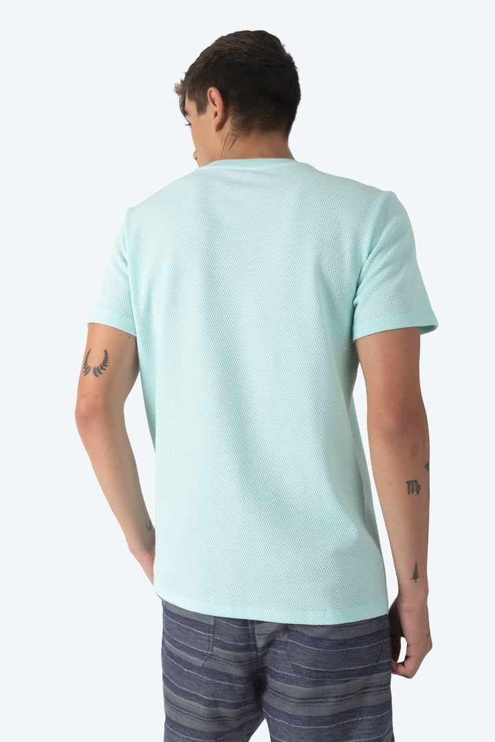 Playera cuello redondo aqua con textura - Hang Ten