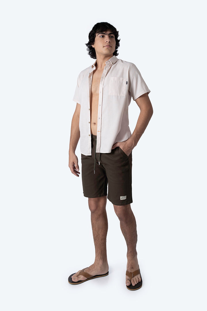 Bermuda casual verde musgo con jareta - Hang Ten