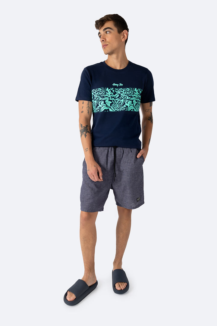 Bermuda básica azul con jareta - Hang Ten