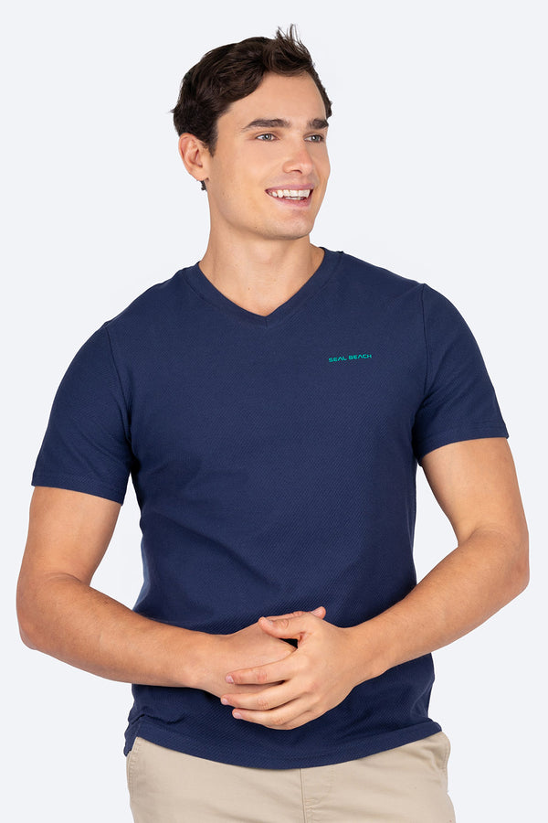 Playera azul con textura - Hang Ten